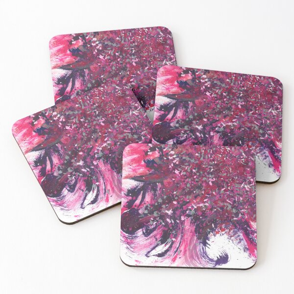 Item preview, Big Bang - The Birth Of My Art #108 Bold Unique Vibrant New Age 5D Original Hand-painted OOAK Abstract Painting Detail 2 In Red Purple Fuchsia Pink Silver Grey Gray Jewel Tones Square Tile Loving Art designed and sold by Rainbow Artist Orlando L.