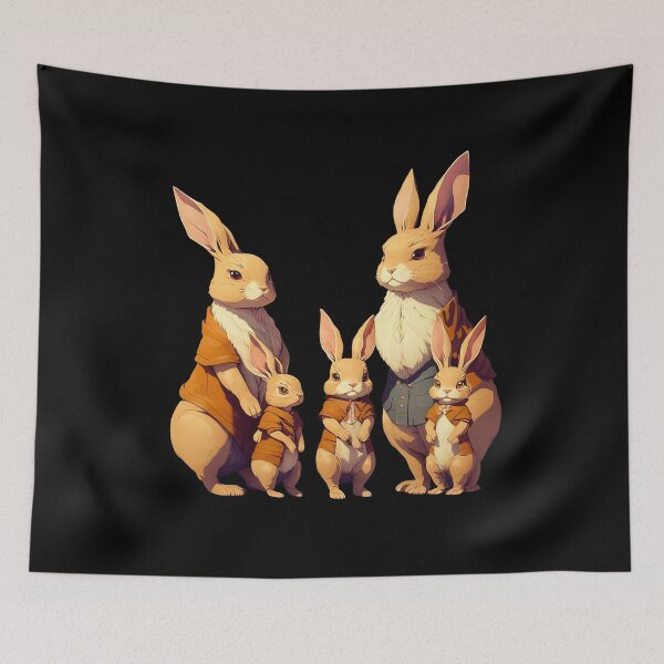 Aperçu de l'œuvre Cadeau de lapin de compagnie, photo de famille, photo de groupe pour les amoureux des lapins créée et vendue par AnimalArtPhotos.