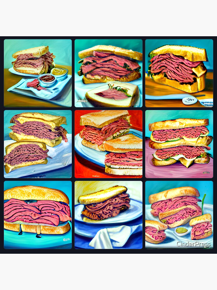 "Pastrami Sandwich art pack " Sticker for Sale by CinderPress Redbubble