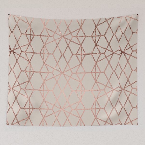 Item preview, Modern rose gold geometric lines abstract pattern on taupe designed and sold by GirlyTrend.