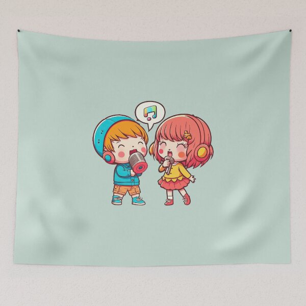 Item preview, The Dynamic Duet, the Boy and Girl who Rock the Mic in a Karaoke Contest designed and sold by ultra-cute.
