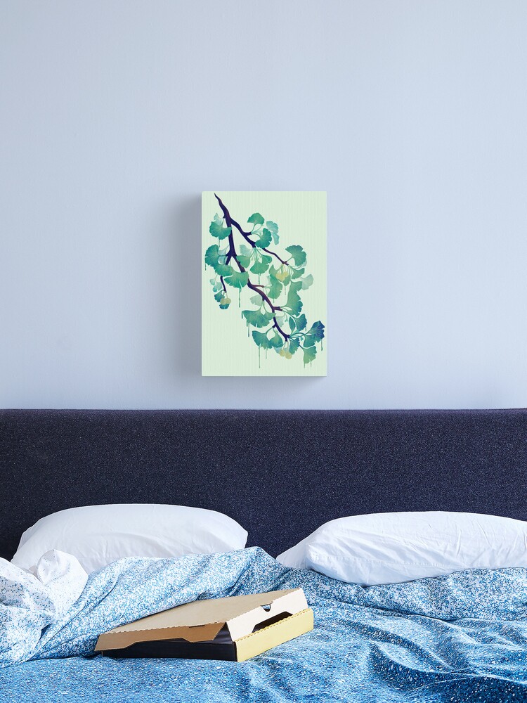 Thumbnail 1 of 3, Canvas Print, O Ginkgo (in Green) designed and sold by littleclyde.