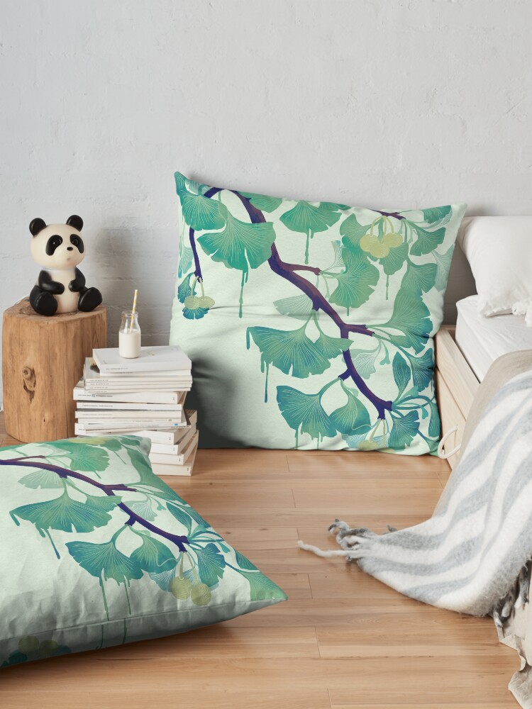 Alternate view of O Ginkgo (in Green) Floor Pillow