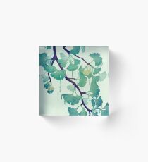 O Ginkgo (in Green) Acrylic Block