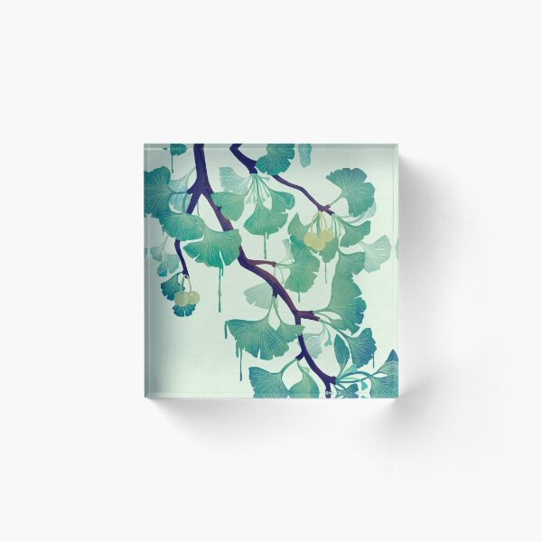 O Ginkgo (in Green) Acrylic Block