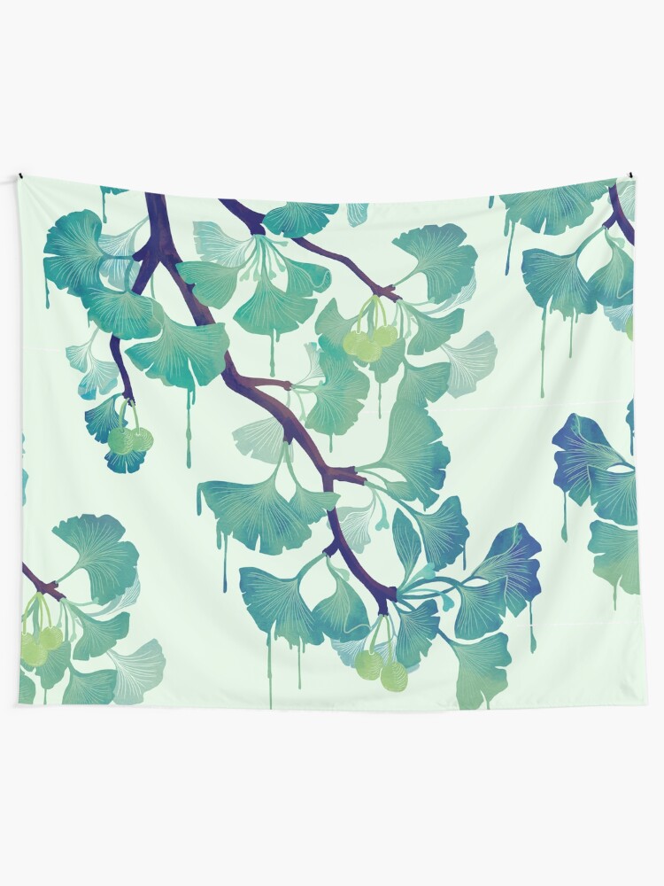 Alternate view of O Ginkgo (in Green) Tapestry