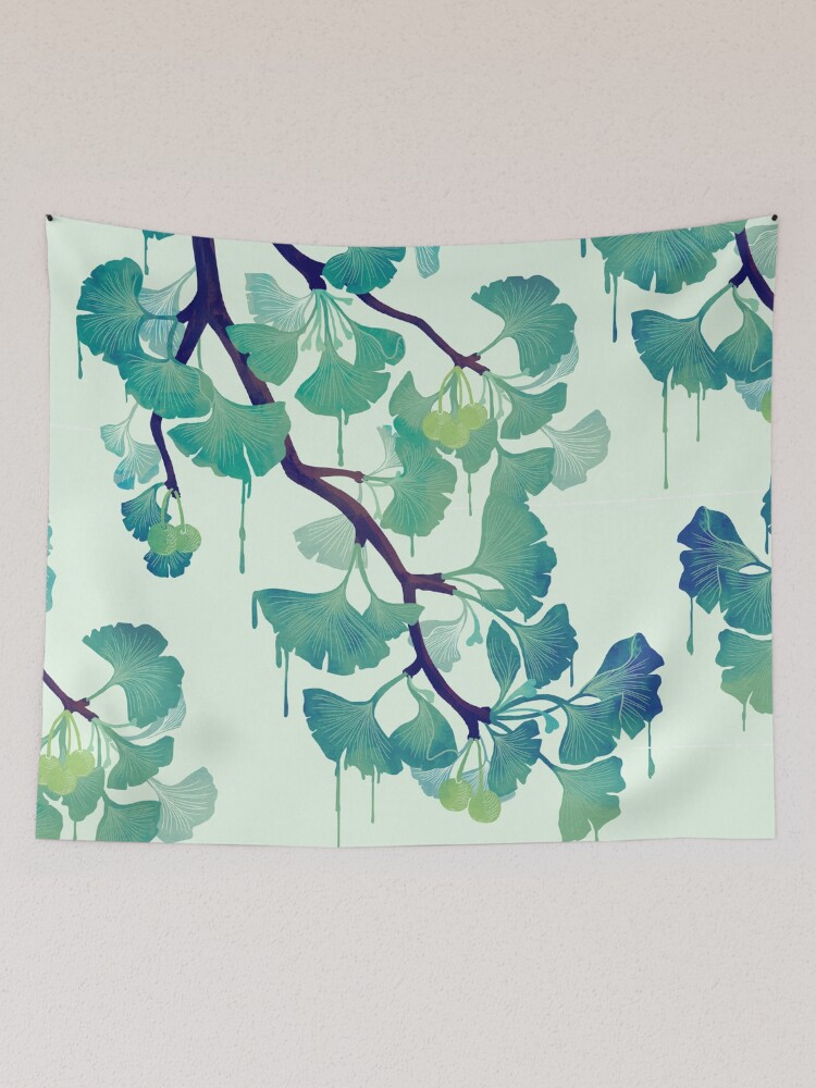 Thumbnail 2 of 3, Tapestry, O Ginkgo (in Green) designed and sold by littleclyde.
