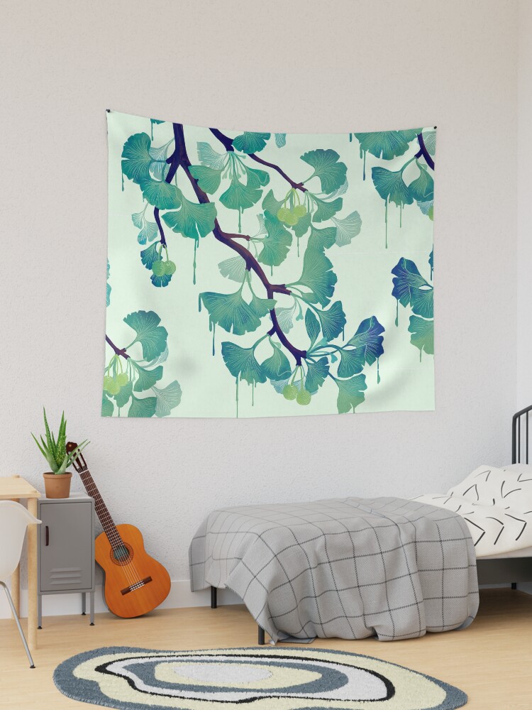 Thumbnail 1 of 3, Tapestry, O Ginkgo (in Green) designed and sold by littleclyde.
