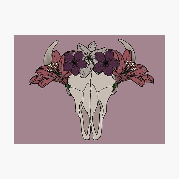 Artikelvorschau, Kuhschädel mit Blumen 1.5 entworfen und verkauft von SarasStuff94.