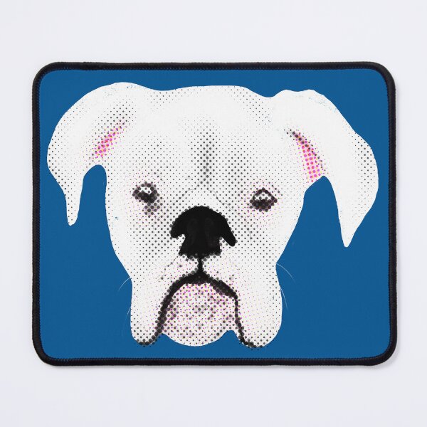 Item preview, WHITE BOXER DOG PUPPY HALFTONE DENIM designed and sold by GIVENGRACE.ART.