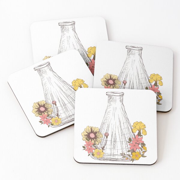 Item preview, Erlenmeyer Flask Floral Chemistry Lab (Orange and Pink) designed and sold by ModelOrganism.