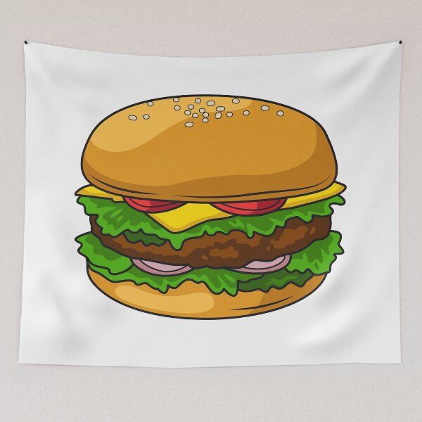 Item preview, Hamburger cartoon illustration designed and sold by Misscartoon.