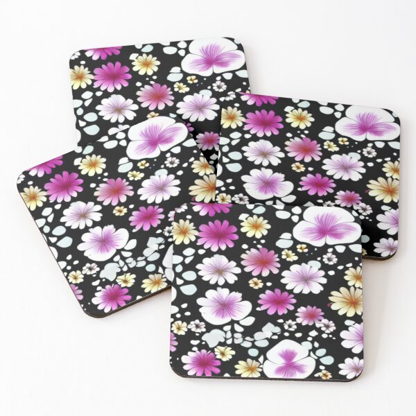 Item preview, Abstract Pop Art Flowers on Black designed and sold by calibrit.