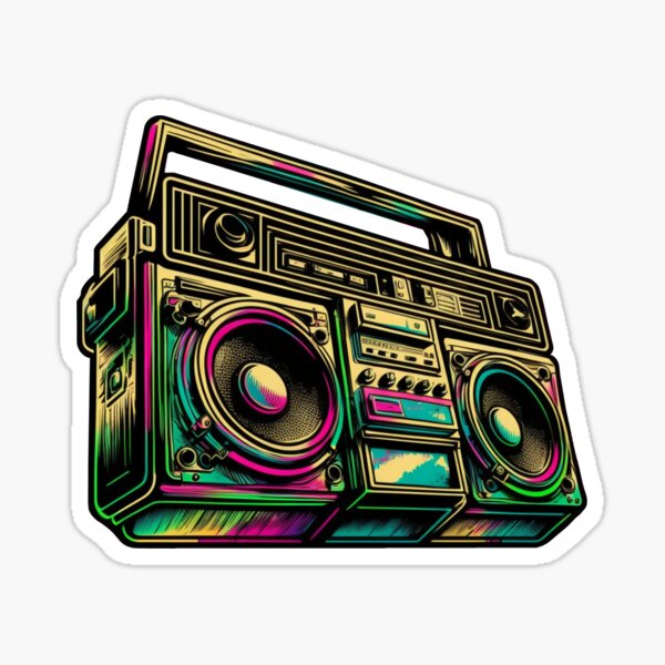 Retro Vintage Boombox Hip Hop Rap Music Sticker