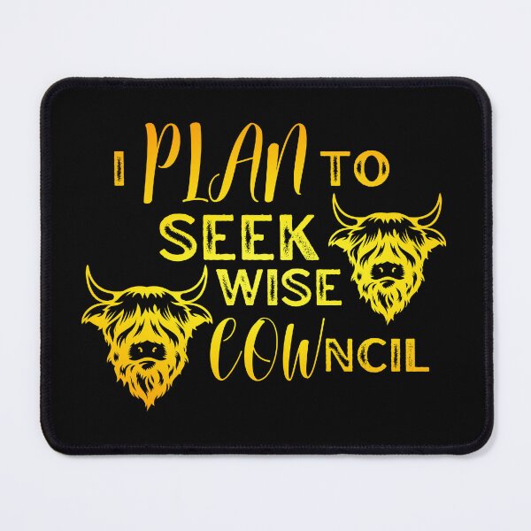 Item preview, Yellow version of I plan to seek wise Council "Cowncil" Funny cow puns designed and sold by FarmsteadAcers.