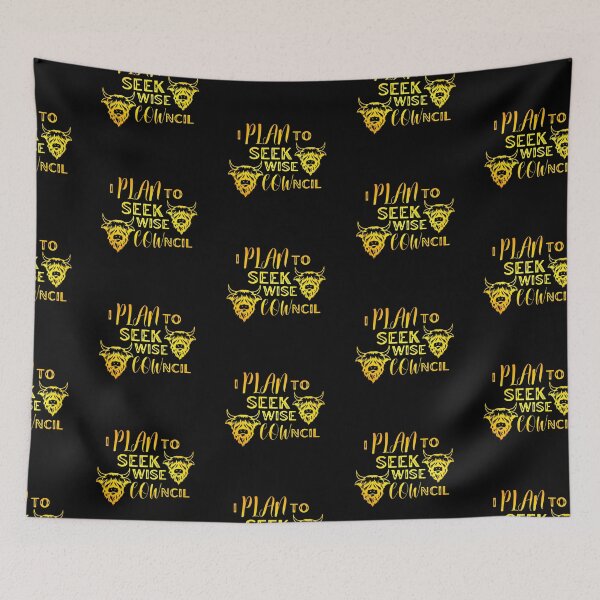 Item preview, Yellow version of I plan to seek wise Council "Cowncil" Funny cow puns designed and sold by FarmsteadAcers.