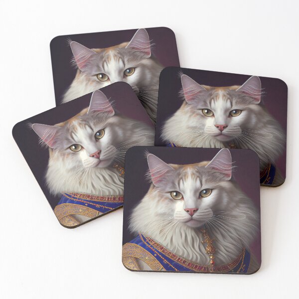 Item preview, Turkish Angora Cat Breed Portrait Royal Renaissance Animal Painting designed and sold by Nalaxation.