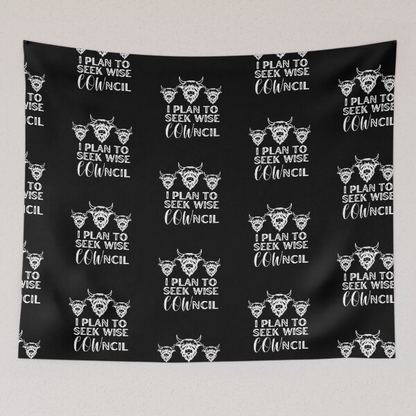 Item preview, Black version of I plan to seek wise Council "Cowncil" Funny cow puns designed and sold by FarmsteadAcers.