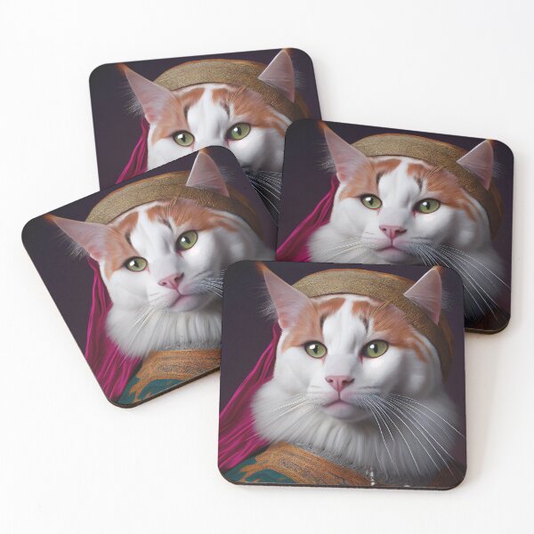 Item preview, Turkish Van Queen Cat Breed Portrait Royal Renaissance Animal Painting designed and sold by Nalaxation.