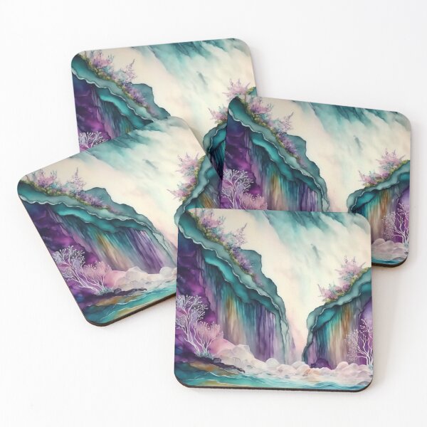 Item preview, Magical Waterfall Landscape Watercolor, Fantasy Abstract designed and sold by Orianah.