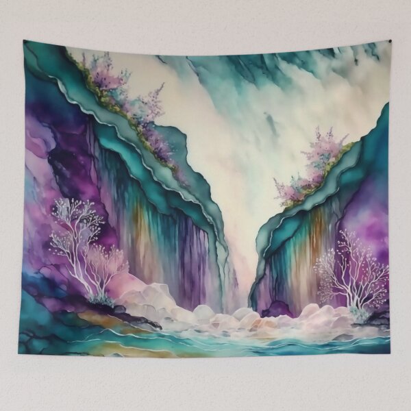 Item preview, Magical Waterfall Landscape Watercolor, Fantasy Abstract designed and sold by Orianah.
