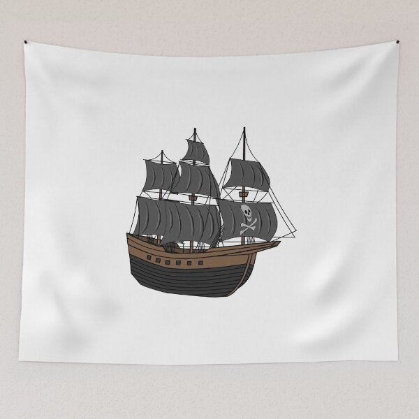 Item preview, Pirate ship cartoon illustration designed and sold by Misscartoon.