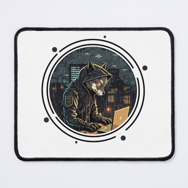 Item preview, Engineer wolf working on laptop in rainy weather 2 designed and sold by Wolf-Bros.
