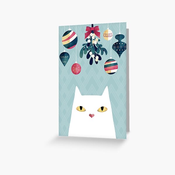 Mistletoe? (White Cat) Greeting Card