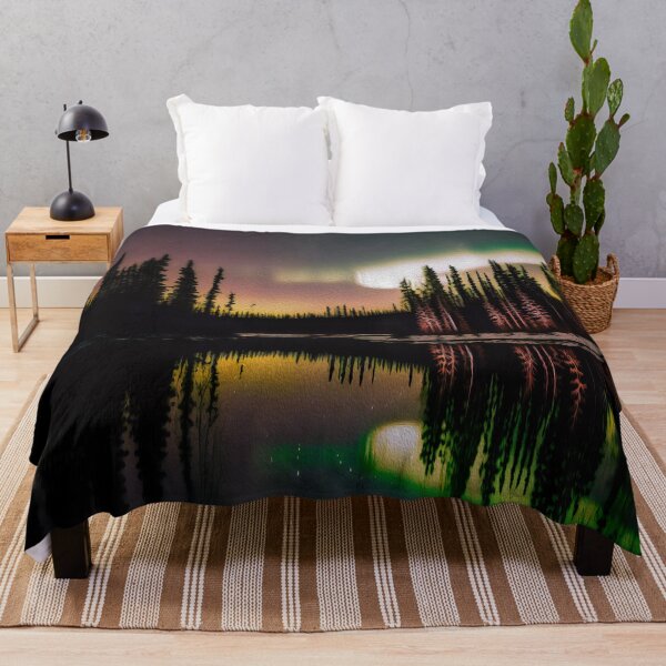 Item preview, Capturing the Northern Lights, Forest and Lake Reflection at Night designed and sold by Trendy Valley .
