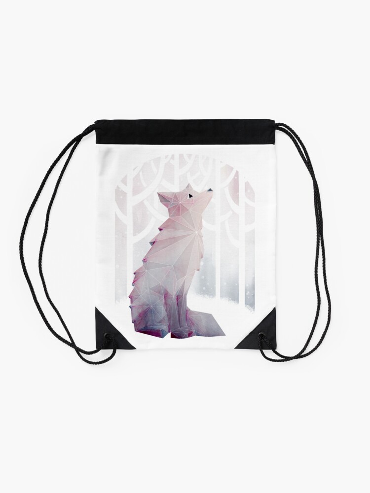 Alternate view of Fox in the Snow Drawstring Bag