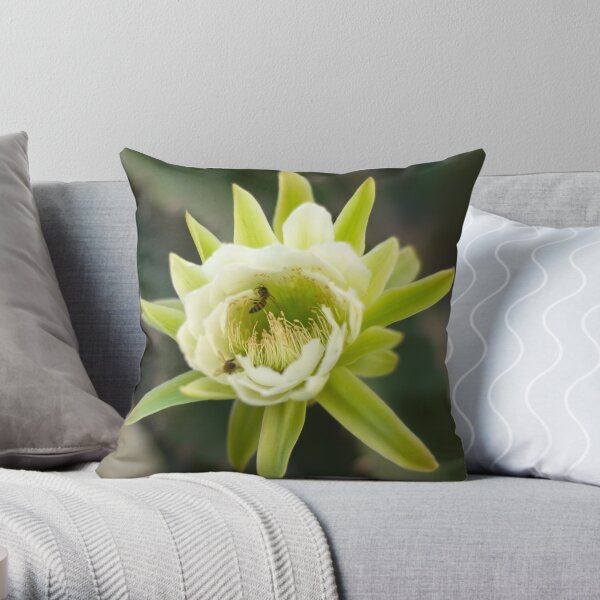 Princess of the Night - Bloom with Playful Bees Throw Pillow
