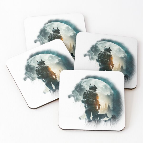 Item preview, wolf standing in front of moon back view designed and sold by Wolf-Bros.