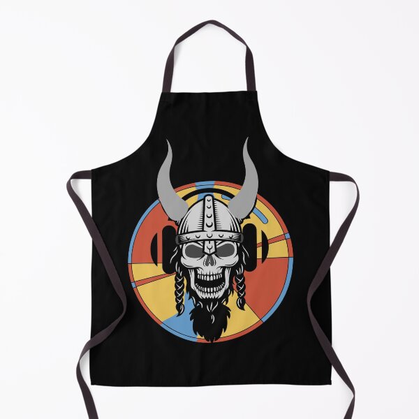Item preview, Viking Vintage Skull Beard With Headphone, retro Colors, with horns designed and sold by Escapene.