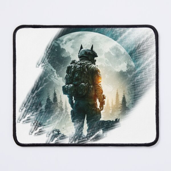 Item preview, military wolf standing facing the moon designed and sold by Wolf-Bros.