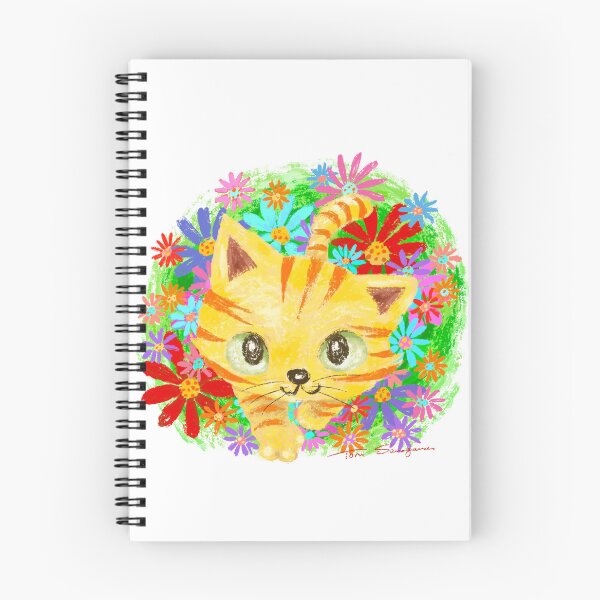 Item preview, Kitten walking in flower garden designed and sold by Toru Sanogawa.