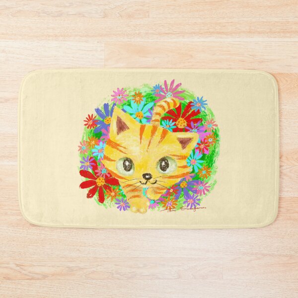 Item preview, Kitten walking in flower garden designed and sold by Toru Sanogawa.