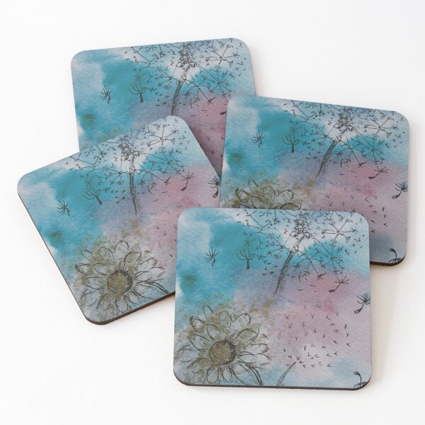 Item preview,  Abstraction blue dandelion Sketch Ink and Watercolor designed and sold by VittaArtDream.