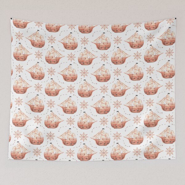 Item preview, Sailing pirate ship pattern. Watercolor illustration. designed and sold by Trilisti.