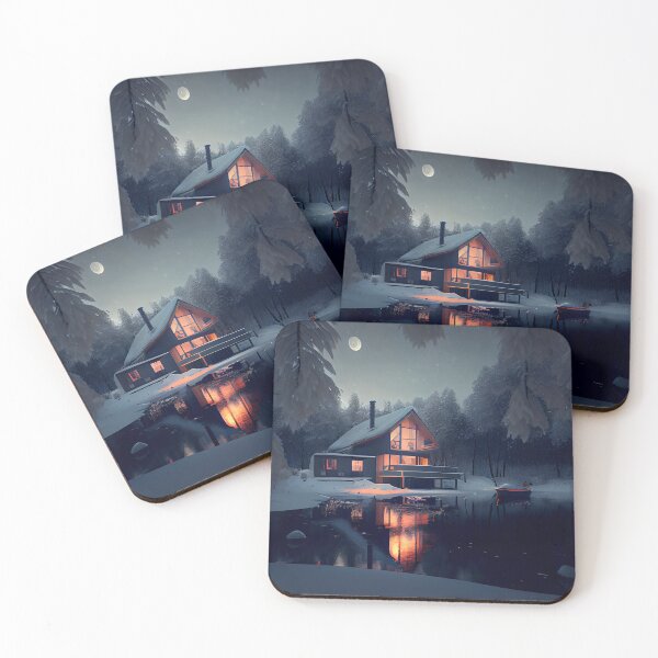 Item preview, Cozy Warm Winter Home Night Architecture Landscape Digital Painting designed and sold by CodeAndColors.