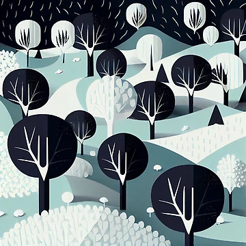 Vorschaubild zum Design Flat Dark Night Cartoon Tree Pattern Digital Painting von CodeAndColors