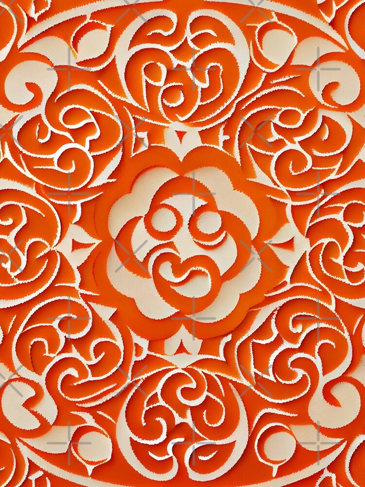 Aperçu 5 sur 5. Robe trapèze avec l'œuvre Orange Irregular Asian Pattern Digital Painting créée et vendue par CodeAndColors.