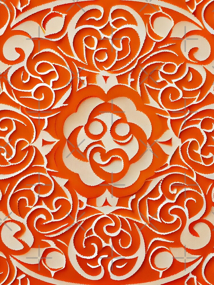Thumbnail 3 von 3, Tuch, Orange Irregular Asian Pattern Digital Painting designt und verkauft von CodeAndColors.