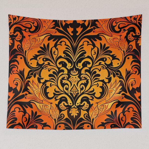 Item preview, Crafty Orange Elegant Victorian Contemporary Pattern Digital Painting designed and sold by CodeAndColors.
