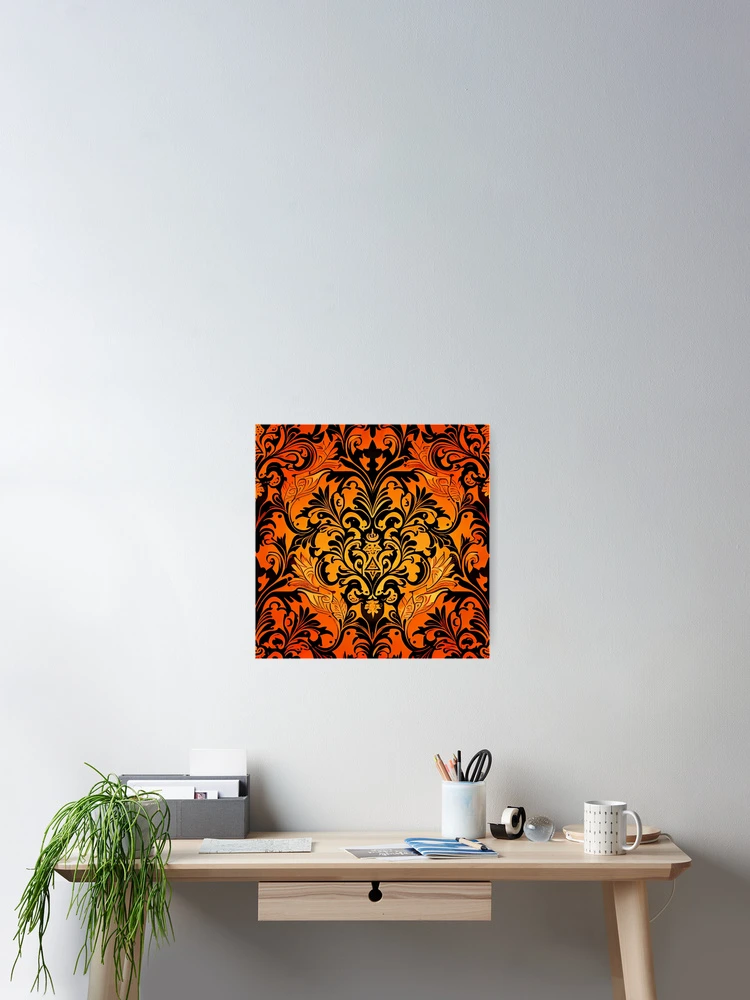 Imagen 2 de 3, Póster con la obra Crafty Orange Elegant Victorian Contemporary Pattern Digital Painting, diseñada y vendida por CodeAndColors.