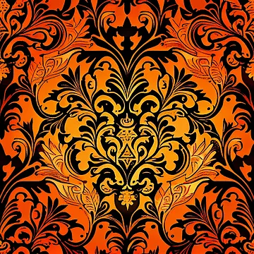 Imagen de la obra Crafty Orange Elegant Victorian Contemporary Pattern Digital Painting de CodeAndColors
