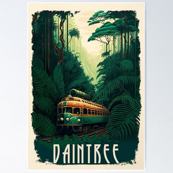 Item preview, Daintree Rainforest Australia Vintage Travel Art Poster designed and sold by OldTravelArt.