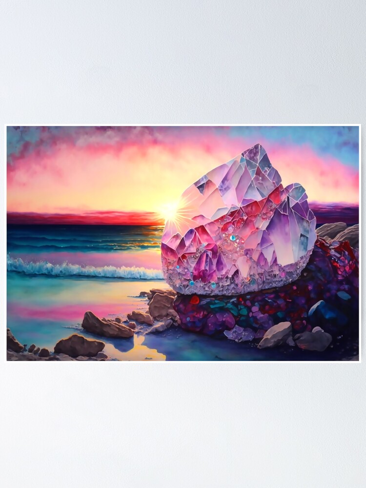 Stone Water Sunrise. Original Signed Soft Pastel Painting Painting