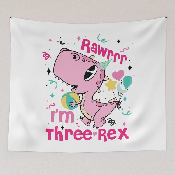 Item preview, Girl Three Rex saurus 3rd Birthday Third 3 year old Dinosaur designed and sold by M711_ARTsGifts.