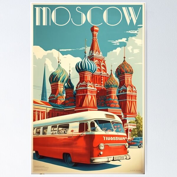 Item preview, Moscow Russia Vintage Travel Art Poster designed and sold by OldTravelArt.