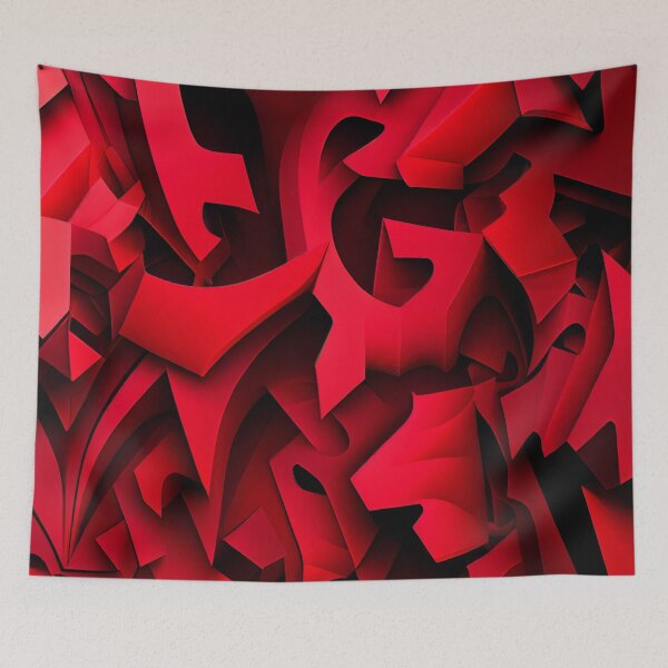 Aperçu de l'œuvre Red Irregular Soft Futuristic Scandifornian Pattern Digital Painting créée et vendue par CodeAndColors.